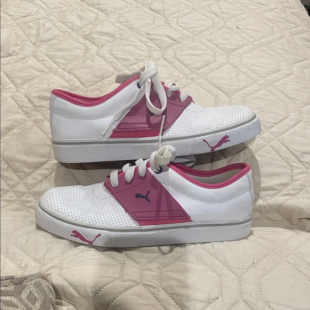 Puma Kids White and Pink Sneakers